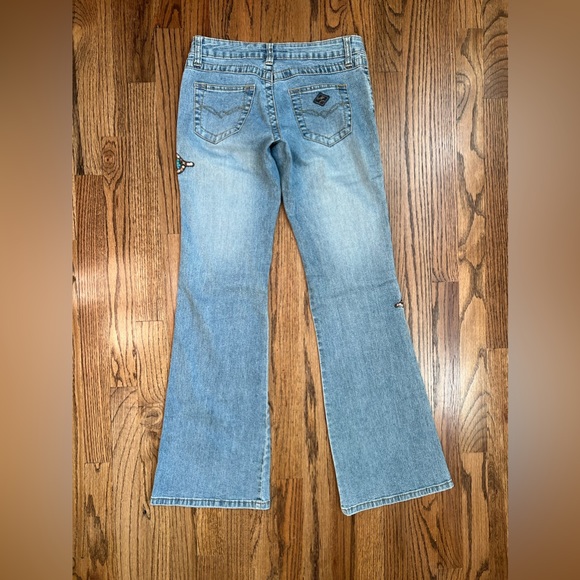 Angel Butterfly sequin & gem embellished vintage bootcut jeans - Picture 2 of 4